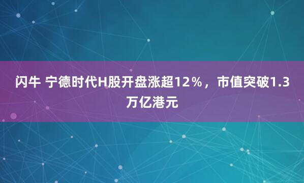 闪牛 宁德时代H股开盘涨超12％，市值突破1.3万亿港元